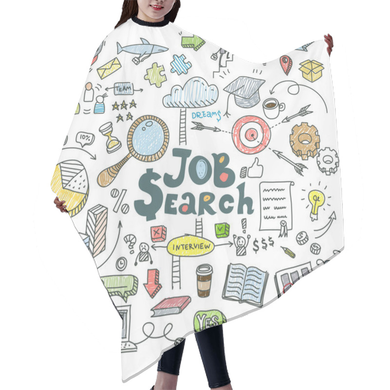 Personality  Concept Of Job Search Doodle Hair Cutting Cape