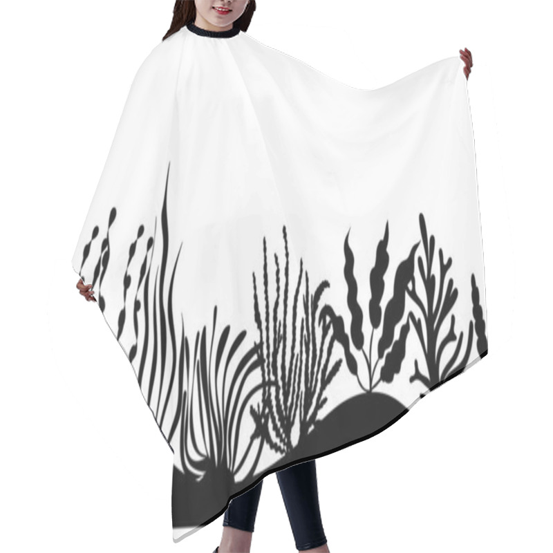 Personality  Seaweed Silhouette ,on White Background, Vector Hair Cutting Cape