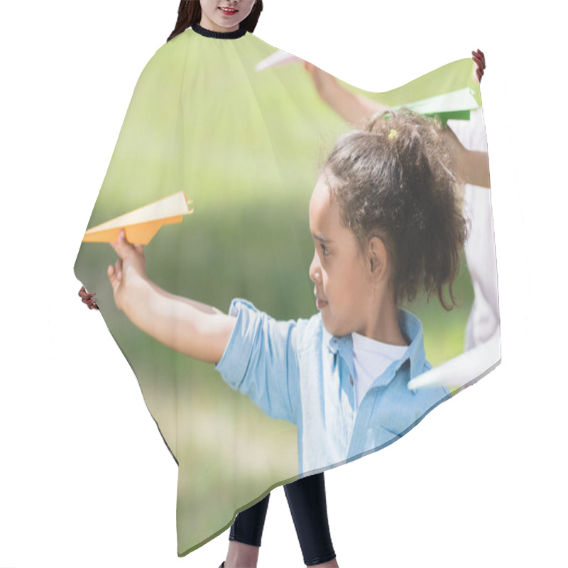 Personality  Kids Playing With Paper Planes Hair Cutting Cape