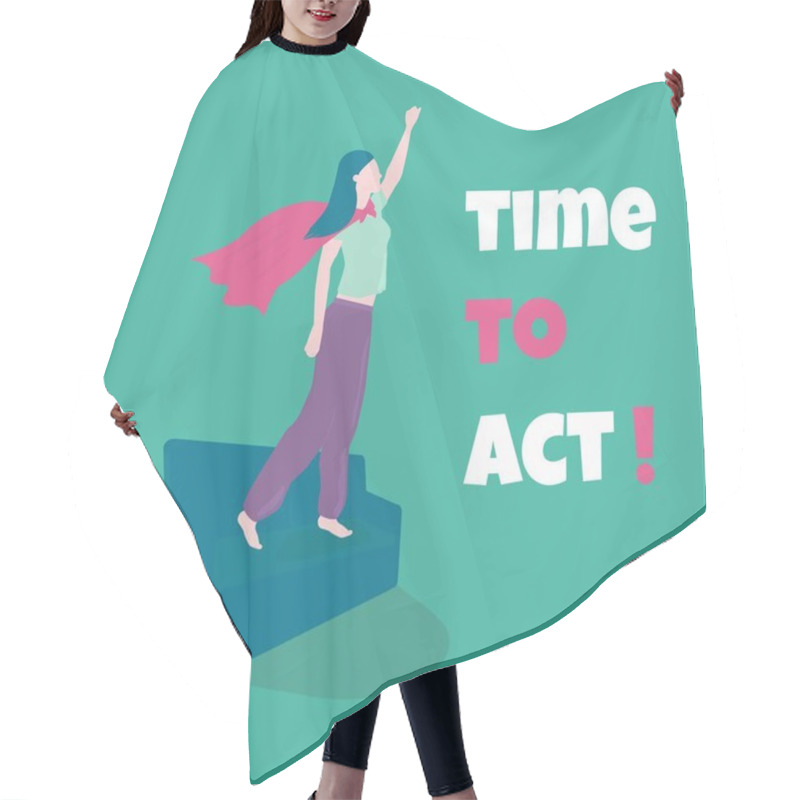 Personality     Vector Illustration. Time To Act. Motivational Poster. Hair Cutting Cape