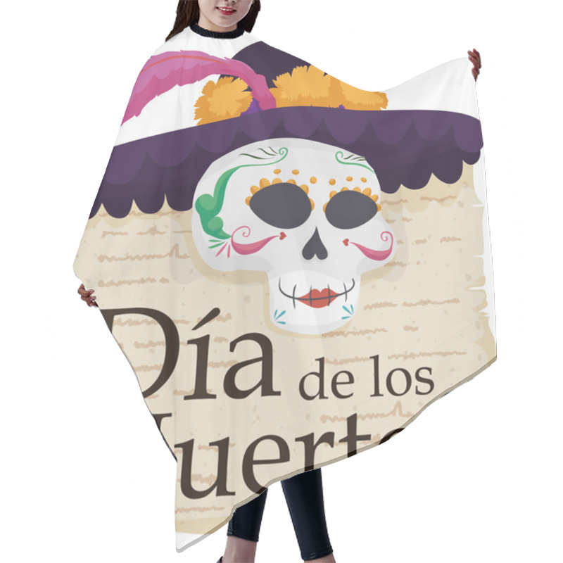 Personality  Elegant Catrina Skull With Literary Verses Celebrating Dia De Muertos, Vector Illustration Hair Cutting Cape