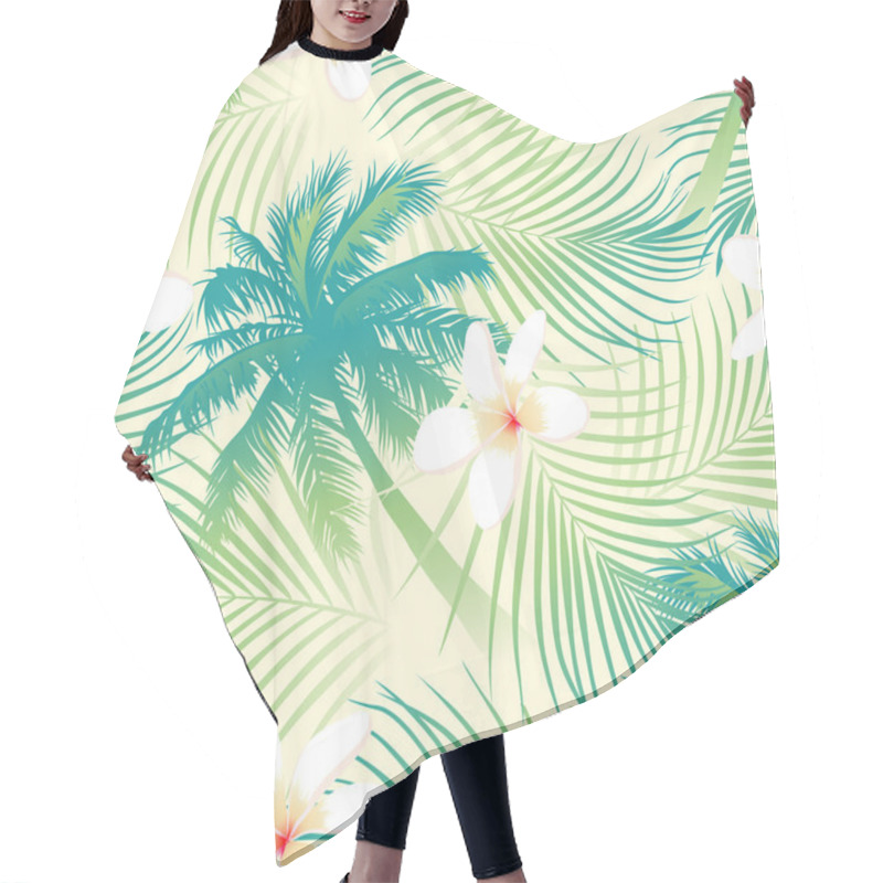 Personality  Tropical Palm Tree With Flowers Seamless Pattern Hair Cutting Cape