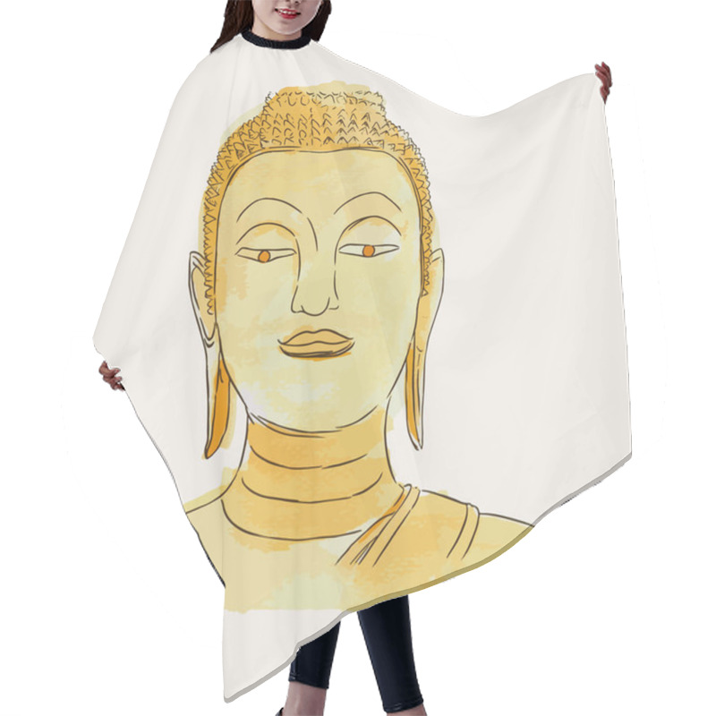 Personality  Thai Culture Concept With Buddha , Hand Drawb Sketch Line Art Ve Hair Cutting Cape