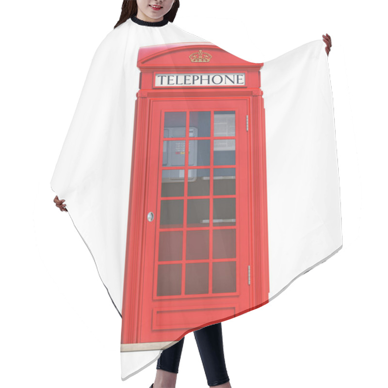 Personality  Red Phone Booth. London, British And English Symbol. 3d Illustration Hair Cutting Cape