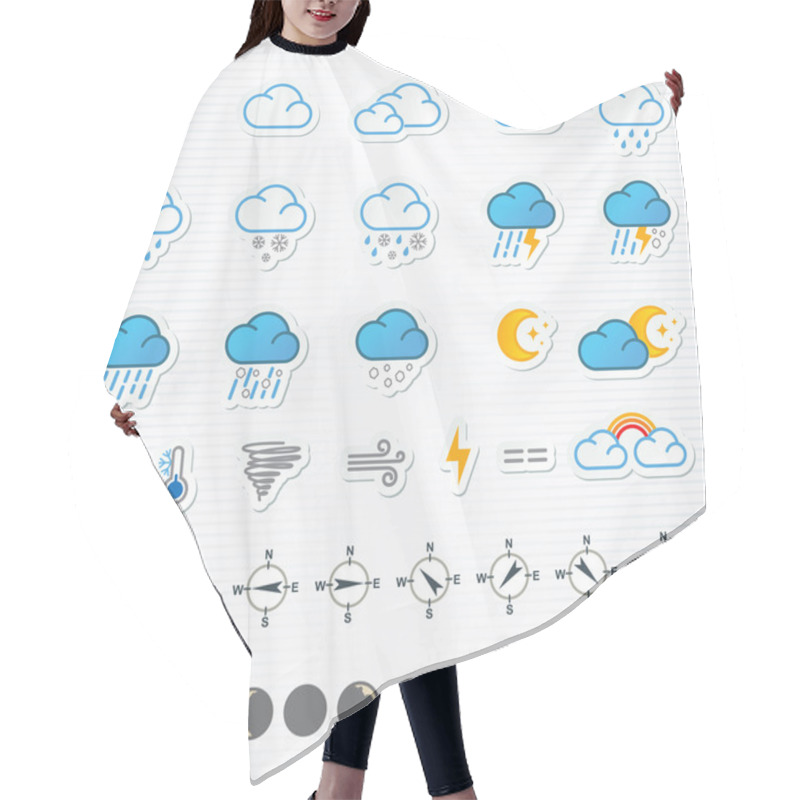 Personality  Weather Icons. Vector Illustration. Set Hair Cutting Cape