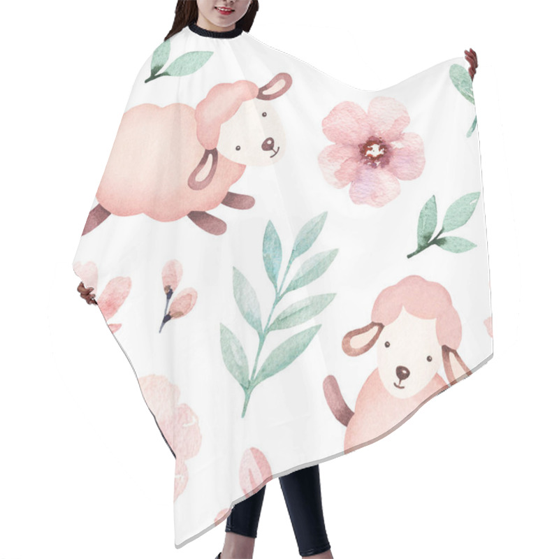 Personality  Cute Sheep With Flowers Hair Cutting Cape