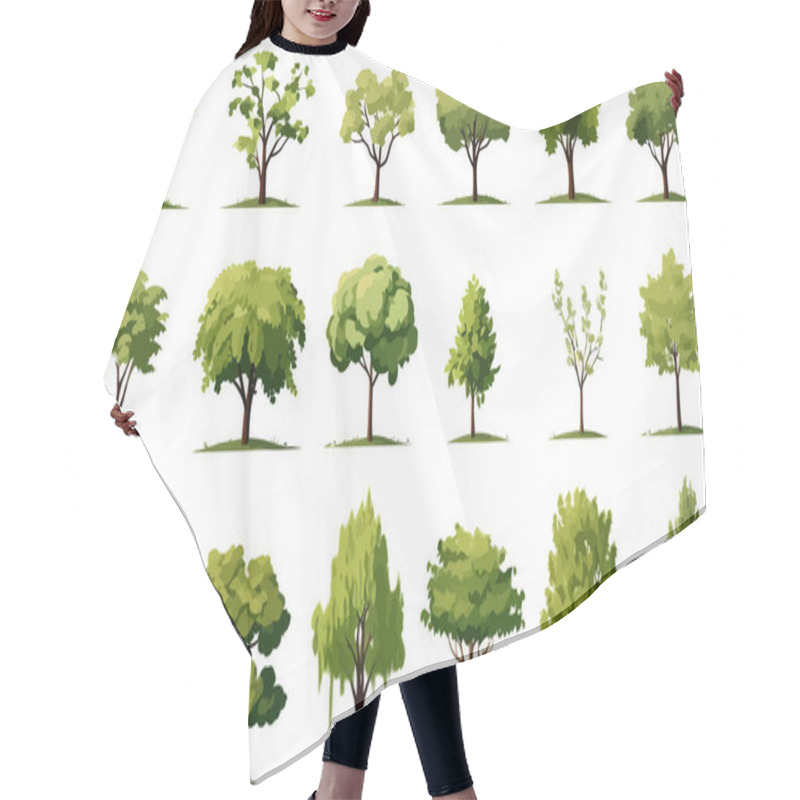 Personality  Field Trees Set Isolated Vector Style Illustration Hair Cutting Cape