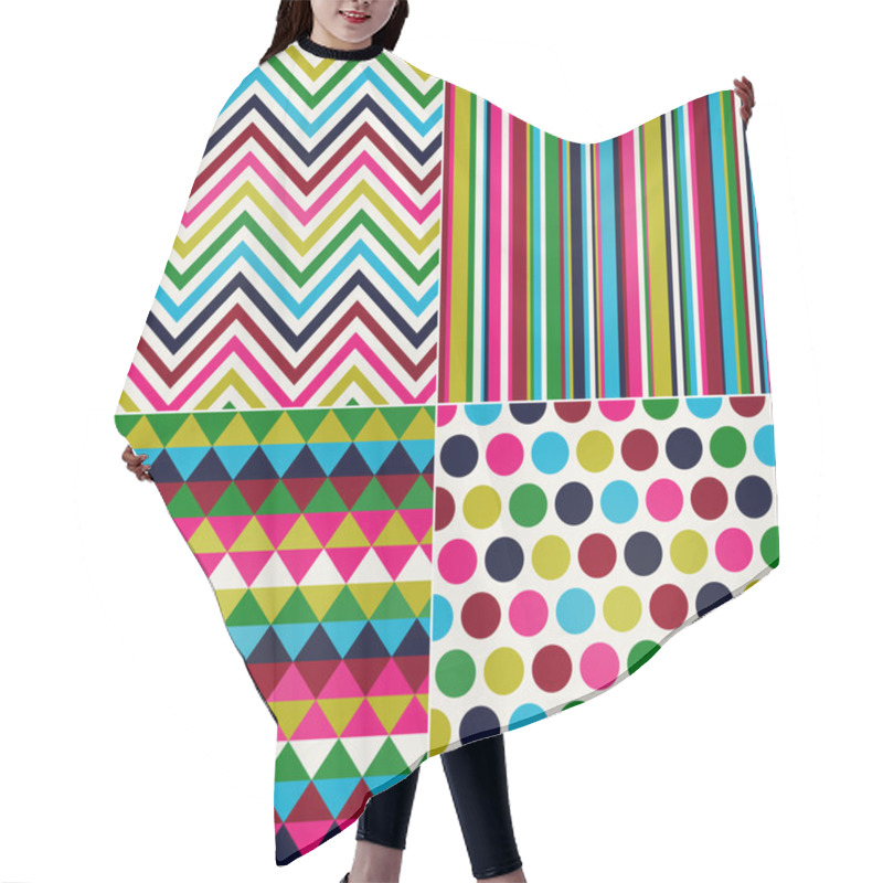 Personality  Seamless Stripes, Zig Zag And Polka Dots Background Hair Cutting Cape