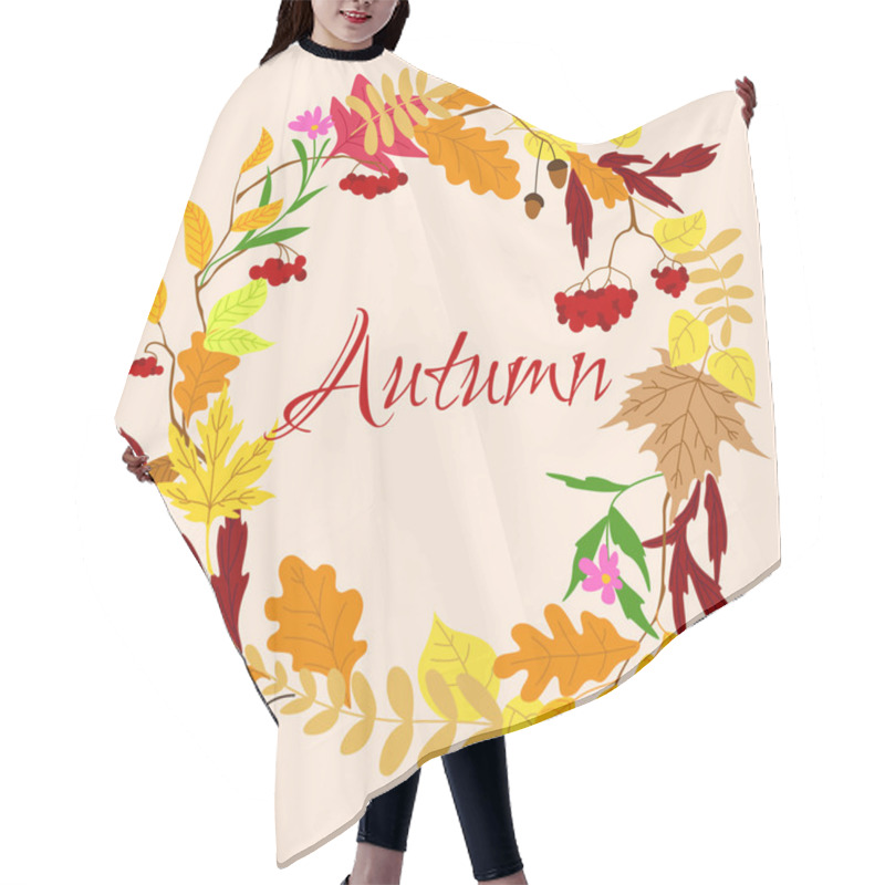 Personality  Autumnal Frame With Leaves And Berries Hair Cutting Cape