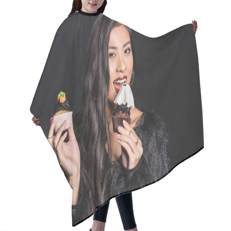 Personality  Woman Holding Two Cupcakes Hair Cutting Cape