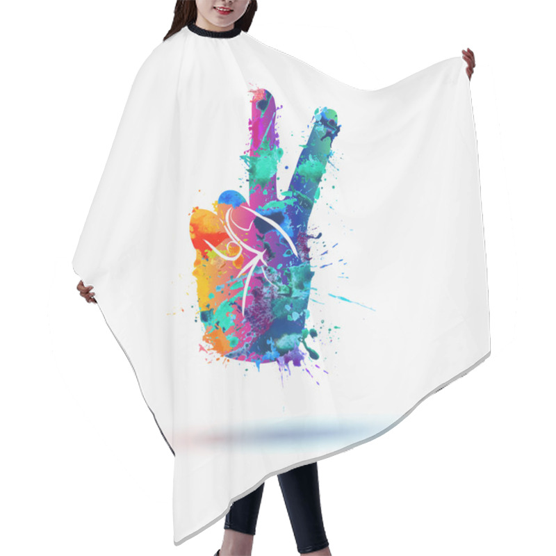 Personality  Vector Peace Hand Symbol Hair Cutting Cape