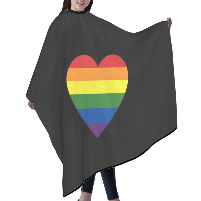 Personality  Illustration Of Heart With Rainbow Lgbt Flag Isolated On Black Hair Cutting Cape