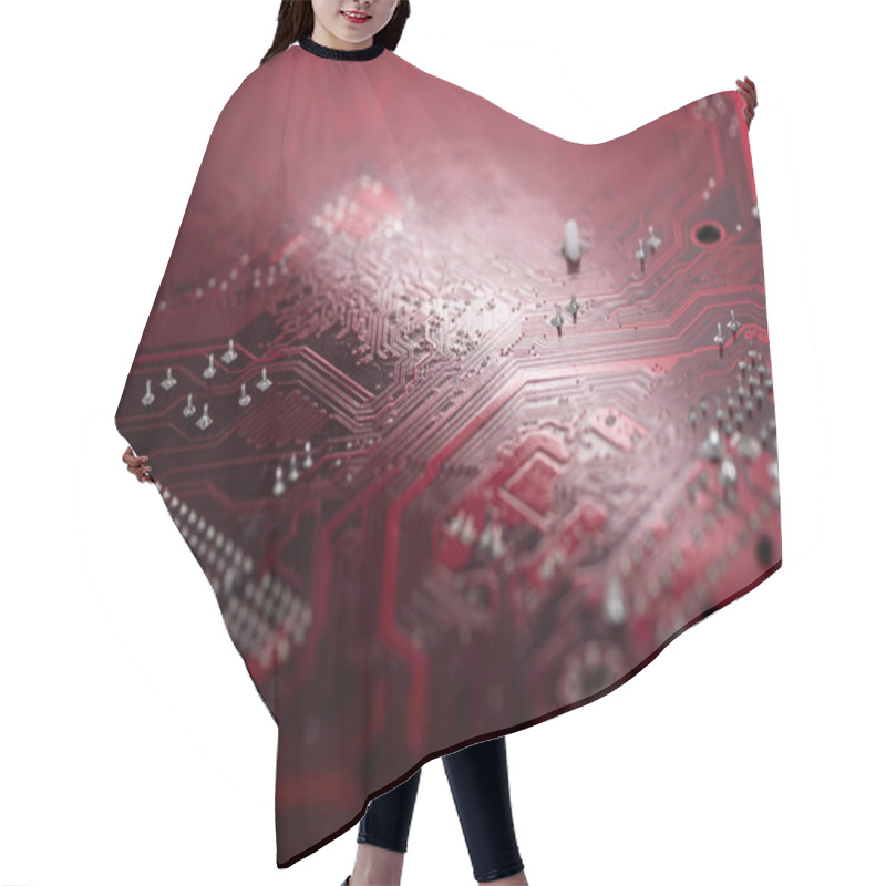 Personality  Digital Circuit Board With Microchips And Components  Hair Cutting Cape