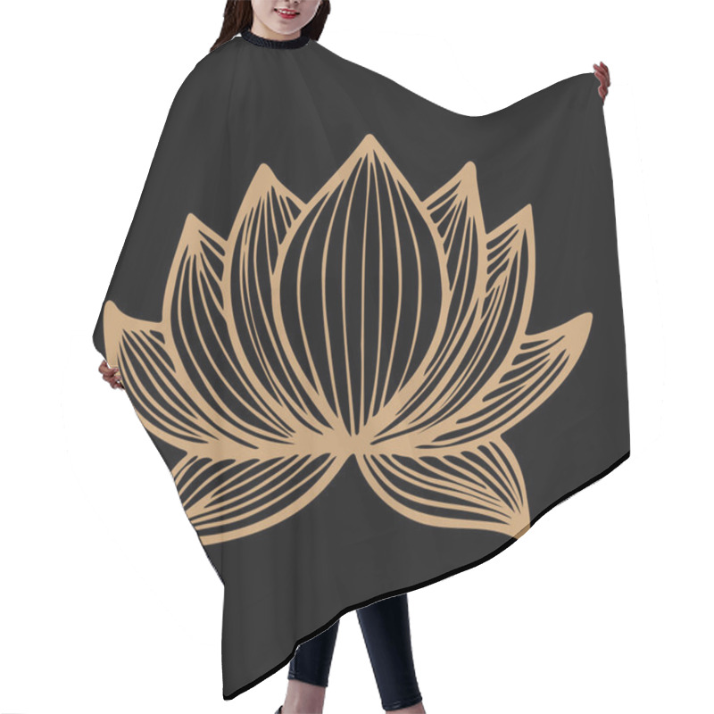 Personality  Elegant Golden Lotus Flower On Luxurious Black Background Hair Cutting Cape