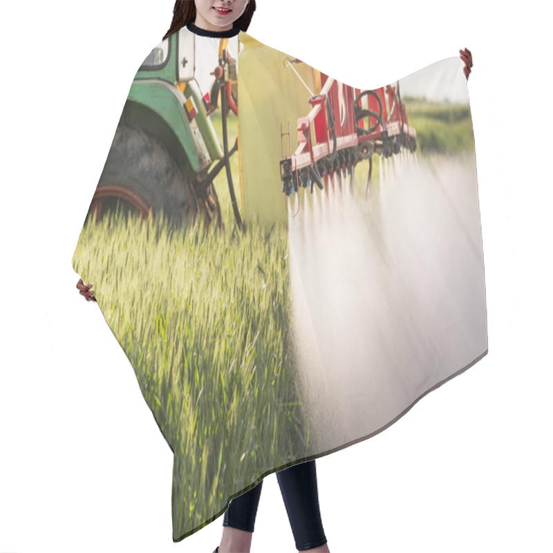 Personality  Tractor Spraying Wheat Field  Hair Cutting Cape