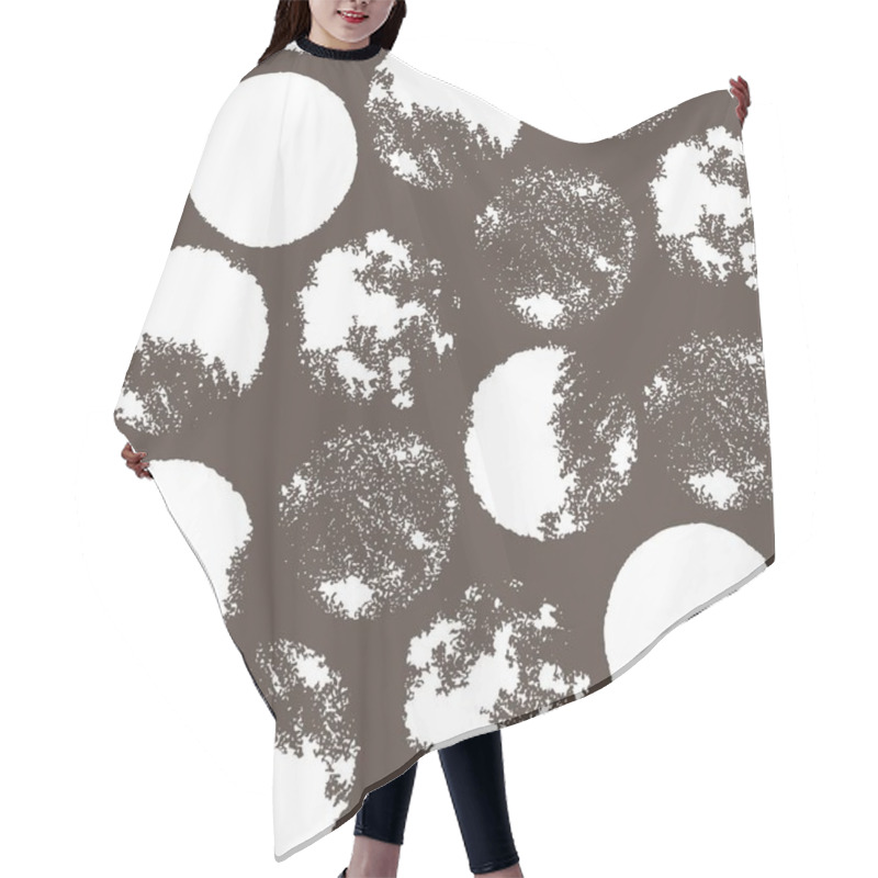 Personality  Seamless Pattern With Circles. Forms Printed In Ink. Hand Drawn.  Hair Cutting Cape