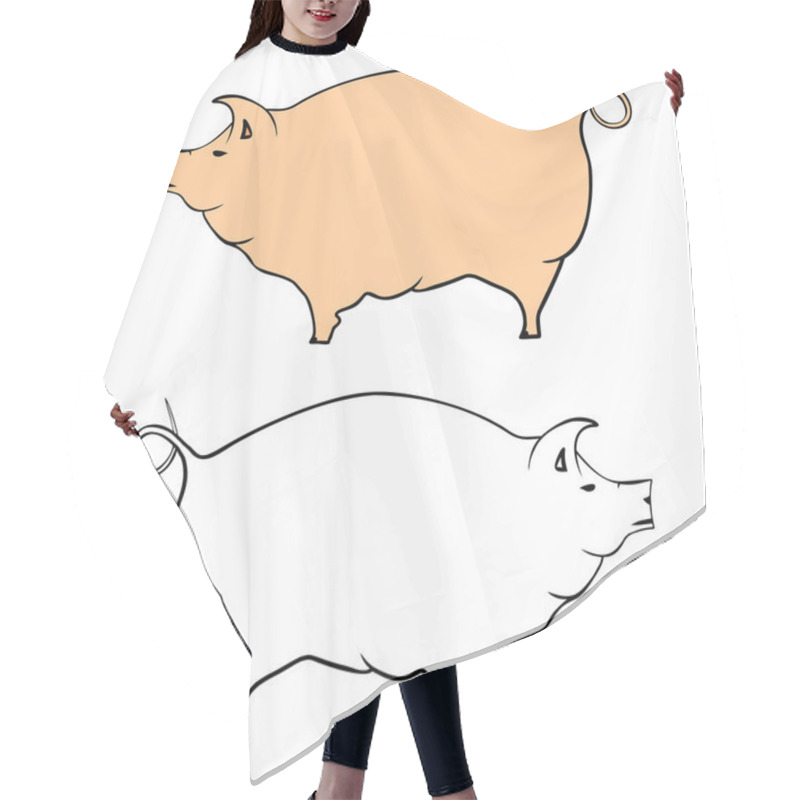 Personality  Pig Silhouette Hair Cutting Cape