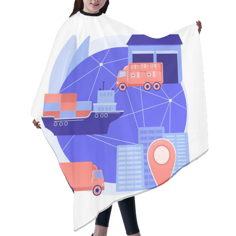 Personality  Blockchain In Transport Technology Abstract Concept Vector Illustration. Hair Cutting Cape