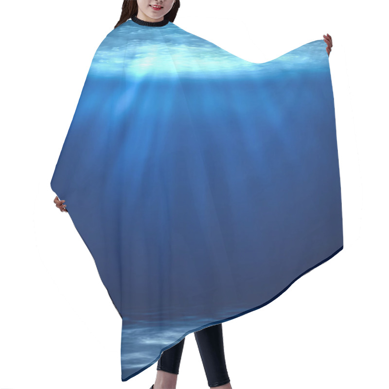 Personality  Blue Deep Water Vertical Abstract Natural Background. Hair Cutting Cape