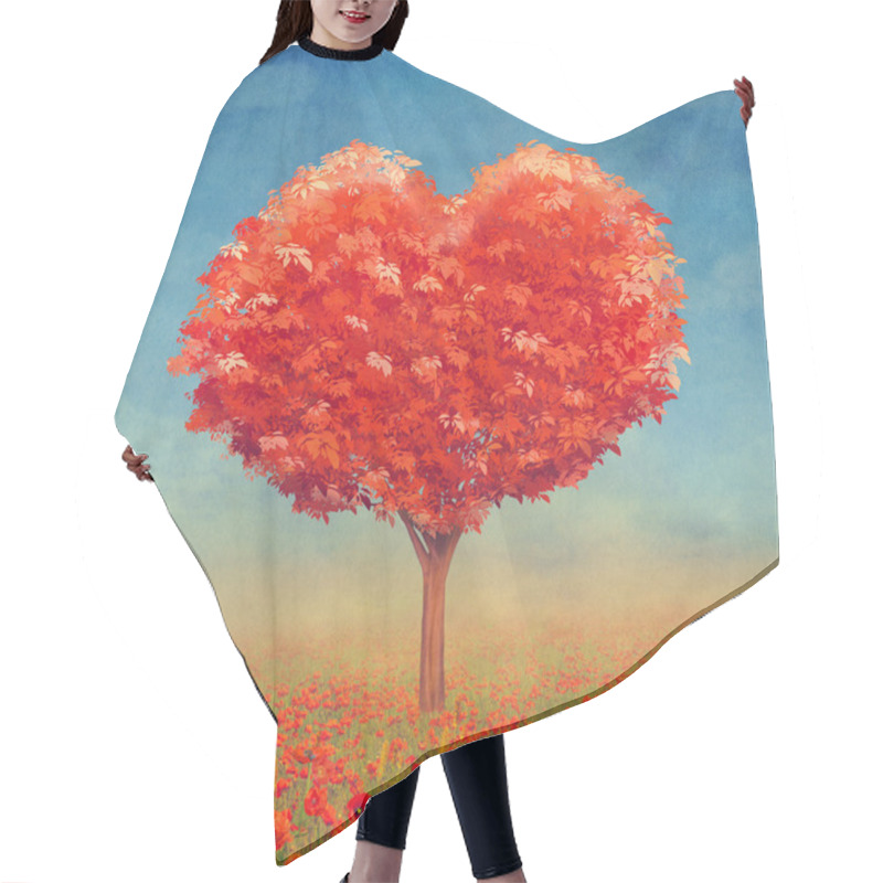 Personality  Tree  Of Hearts In Field, Valentines Day Background,illustration Art Hair Cutting Cape