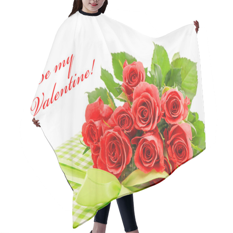 Personality  Fresh Red Roses With Gift Hair Cutting Cape