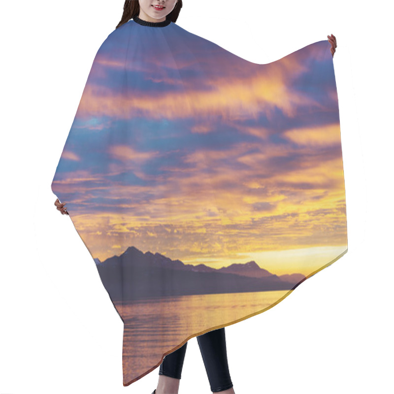 Personality  Winter Sunset Over Lake Geneva, Switzerland Hair Cutting Cape