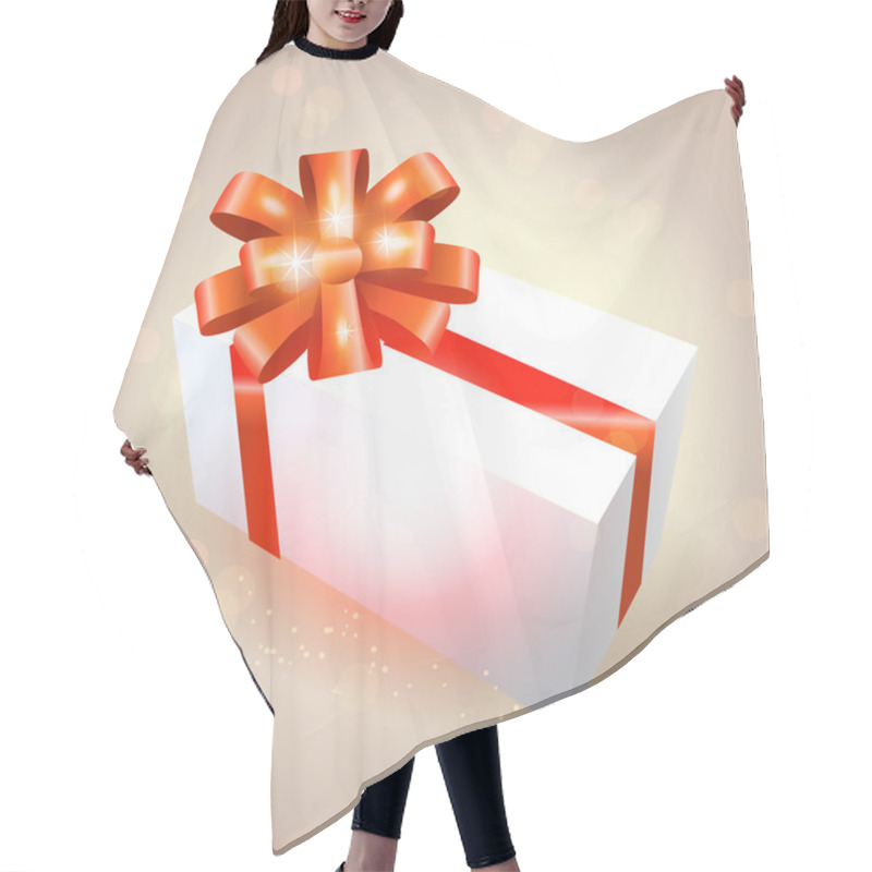 Personality  Vector Gift Box With Red Ribbon Hair Cutting Cape