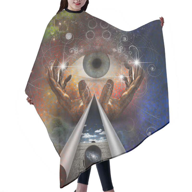 Personality  Abstract Painting, Human Thoughts. Faith In God. 3D Rendering Hair Cutting Cape