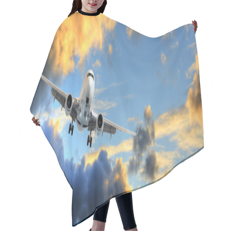 Personality  Panorama Of Airplane In Sunset Sky Hair Cutting Cape