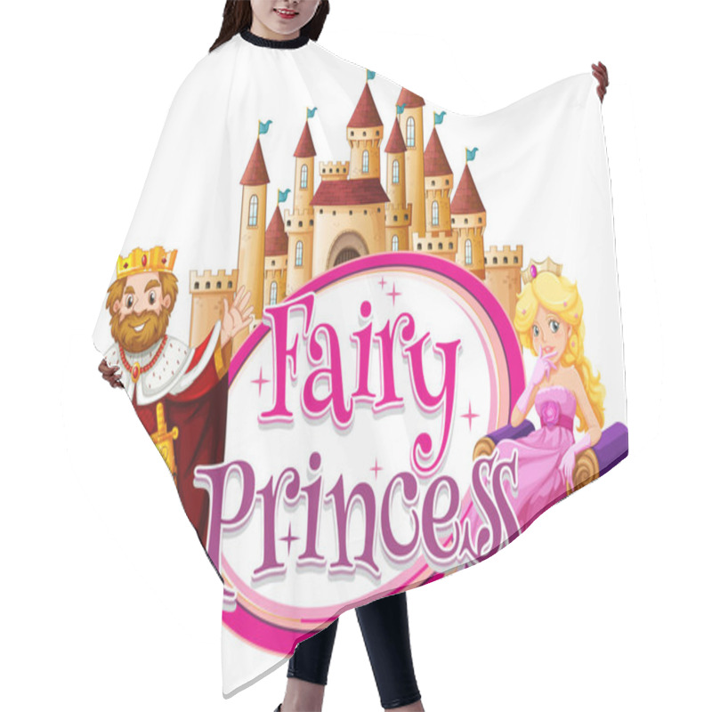 Personality  Font Design For Word Fairy Princess With King And Queen Illustration Hair Cutting Cape