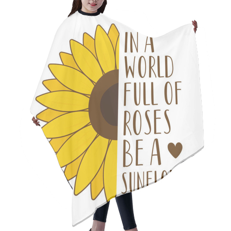 Personality  I Love Sunflower Isolated On White Background. Cute Draw Flower Design. For T Shirt, Greeting Card Or Poster Design Background Vector Illustration. Hair Cutting Cape