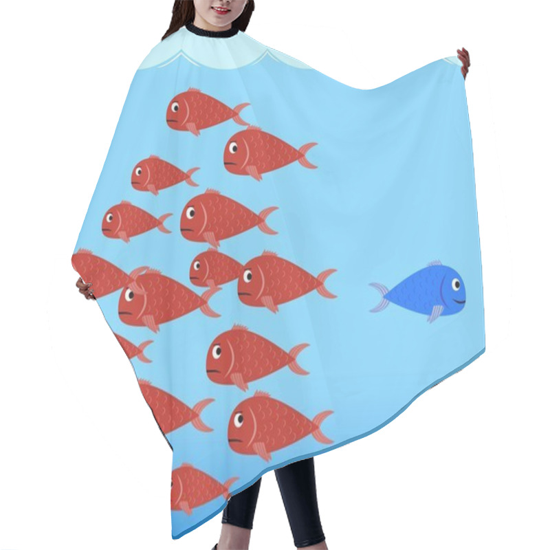 Personality  Blue And Red Fishes Hair Cutting Cape