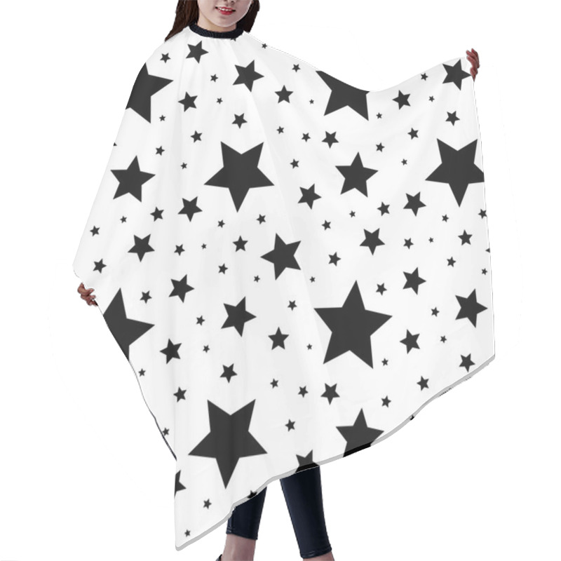 Personality  Seamless Pattern With Black Stars On White. Vector Illustration. Hair Cutting Cape