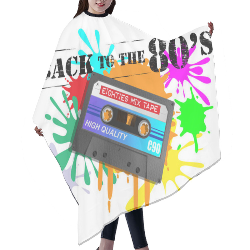 Personality  Back To The Eighties Cassette Background Hair Cutting Cape