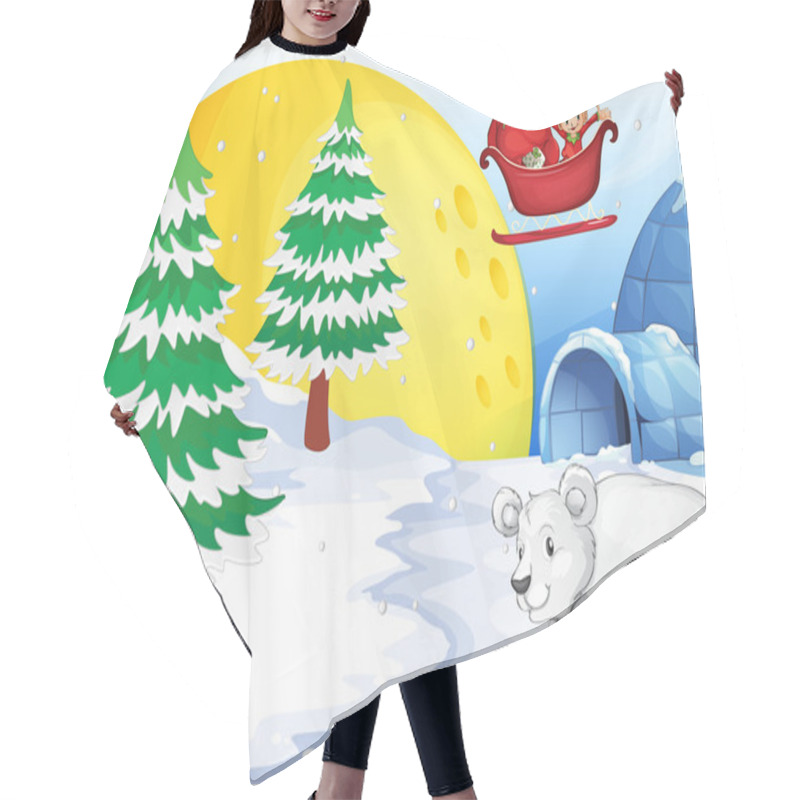 Personality  Igloo Polar Bear And Moon Hair Cutting Cape