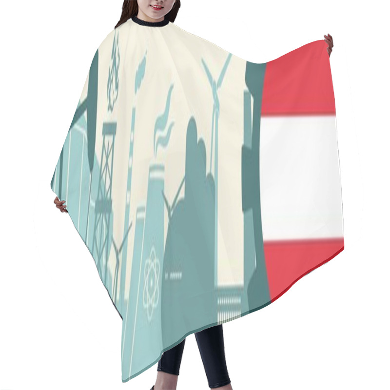 Personality  Energy And Power Icons Set. Header Banner With Austria Flag Hair Cutting Cape