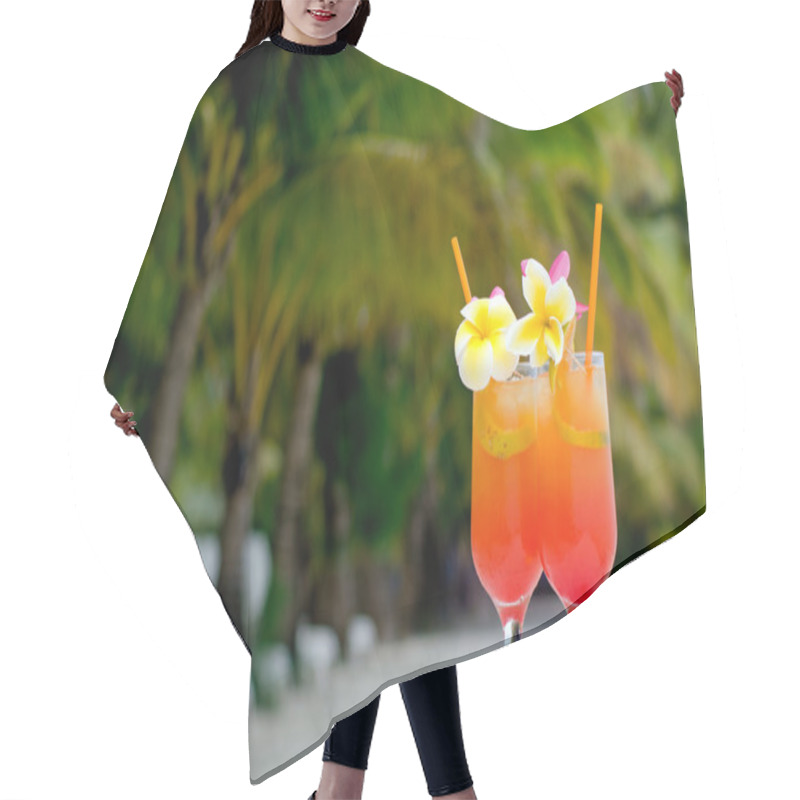 Personality  Tropical Cocktails Served Outdoor In Aitutaki Lagoon Cook Island Hair Cutting Cape