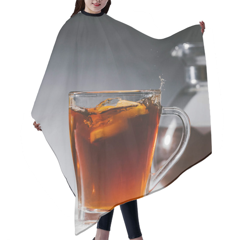 Personality  Citrus Pieces Splashing In Cup With Black Spicy Tea Hair Cutting Cape