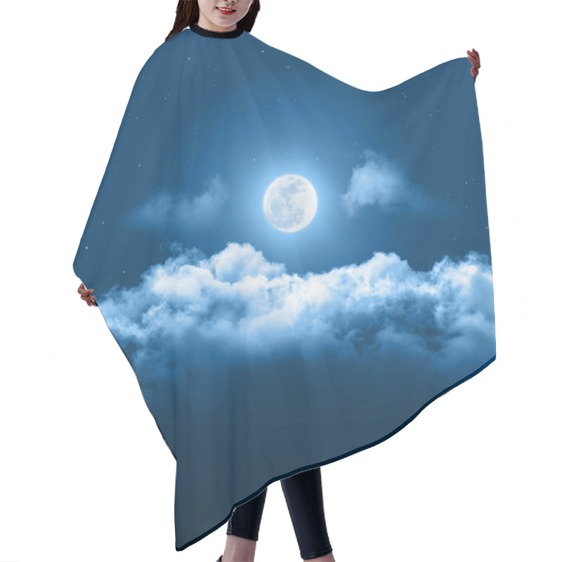 Personality  Mystical Night Sky Background With Full Moon, Clouds And Stars. Moonlight Night With Copy Space For Winter Background. Hair Cutting Cape