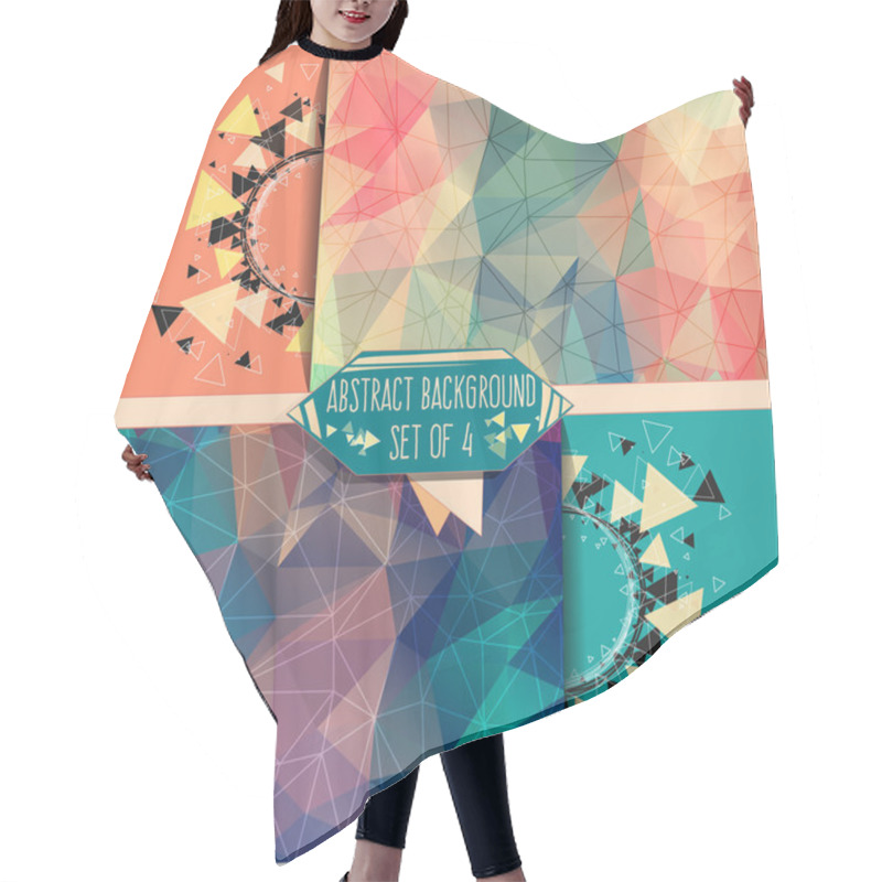 Personality  Four Abstract Background Triangle Set. Hair Cutting Cape