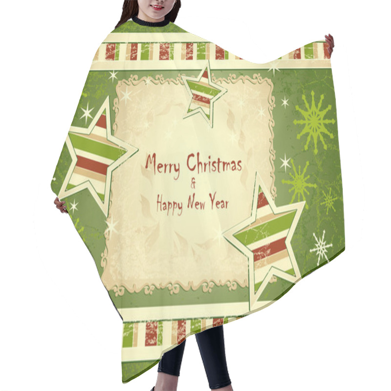 Personality  Merry Christmas Background With Stars Snowflakes Hair Cutting Cape