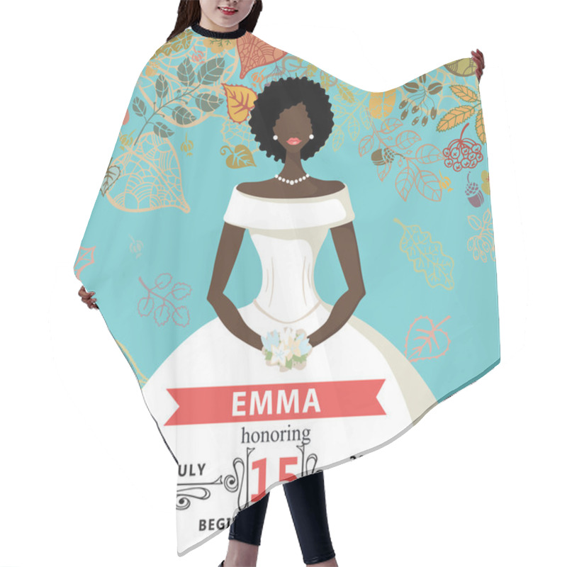 Personality  Bridal Shower Invitation.Mulatto Bride And Autumn Leaves Hair Cutting Cape