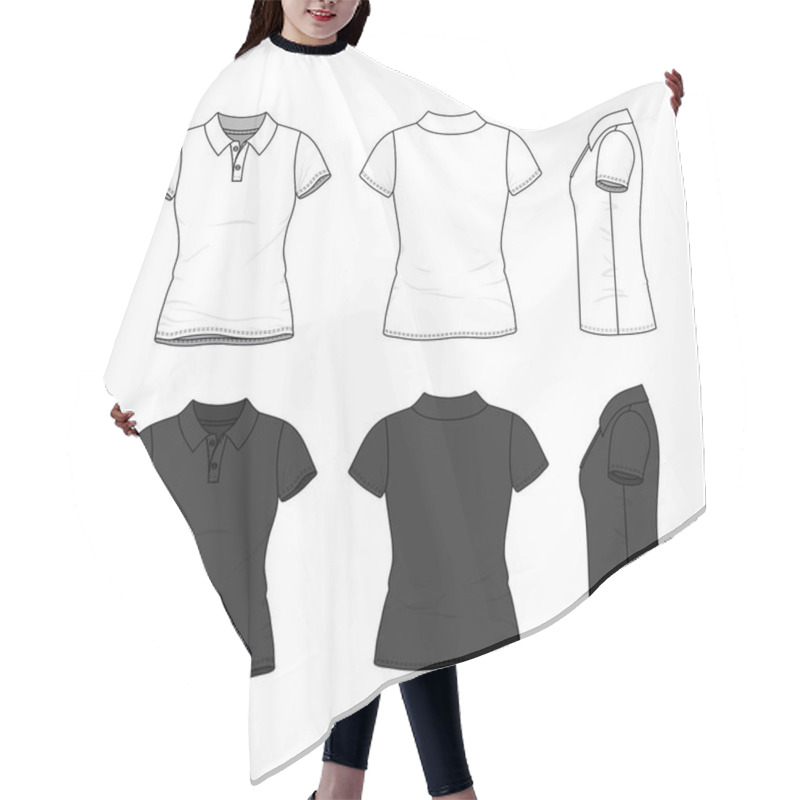 Personality  Set Of Female Polo T-shirt. Hair Cutting Cape