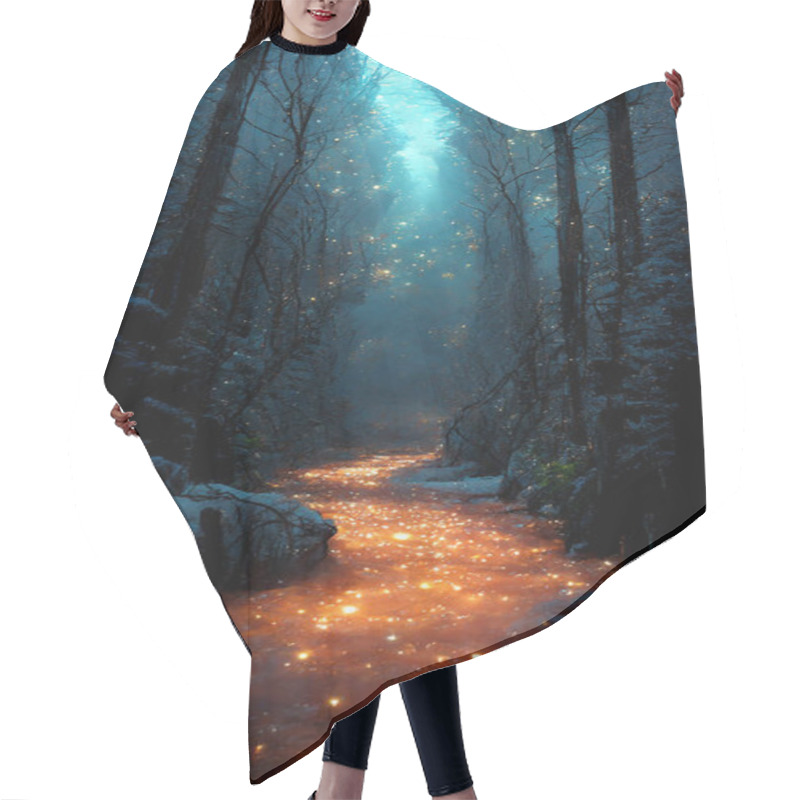 Personality  Mystery Background Red River Flowing In Dark Forest. Fantasy Fairytale Outdoor Red River With Moonlight Background. 16:9 Phone Wallpaper. 3D Rendering Image. Hair Cutting Cape