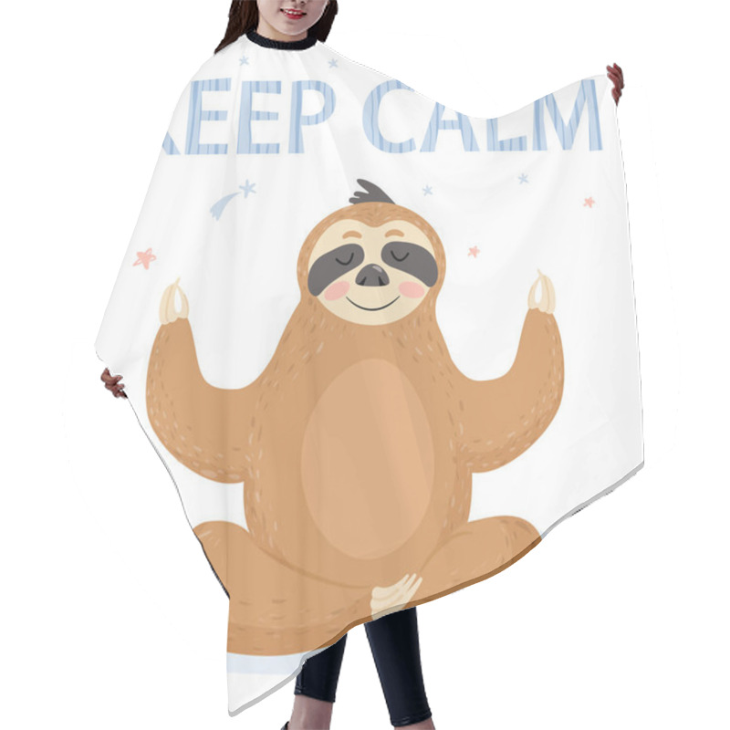 Personality  Funny Cartoon Sloth Sitting In Yoga Pose. Hair Cutting Cape