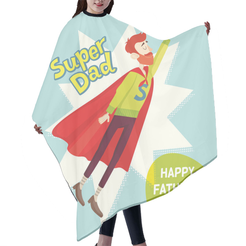 Personality  Super Dad. Fathers Day Greeting Card. Vector Illustration Hair Cutting Cape