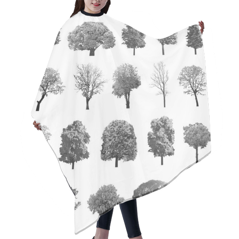 Personality  Set Of Isolated Trees Hair Cutting Cape