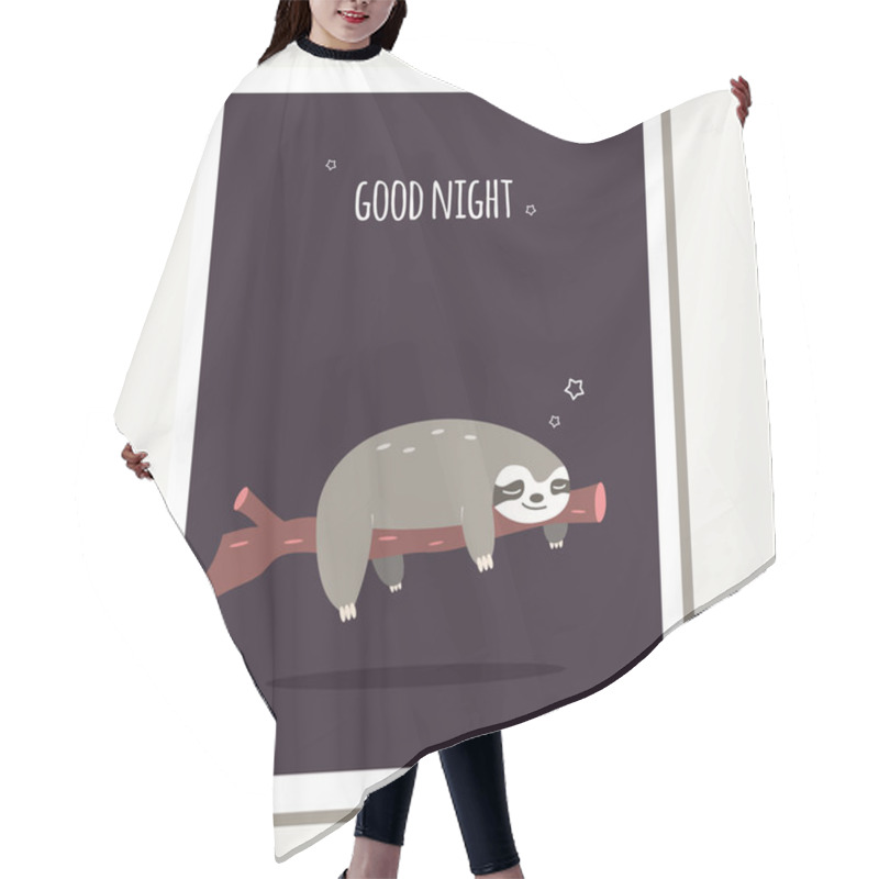 Personality  Greeting Card With Cute Lazy Sloth And Text Message Hair Cutting Cape