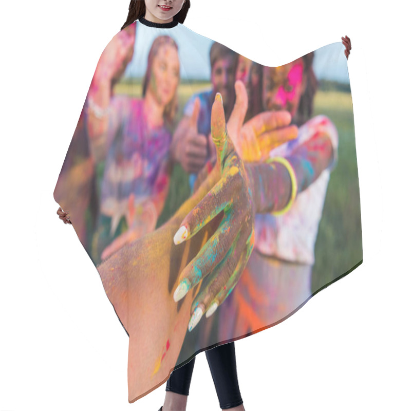 Personality  Happy Friends At Holi Festival Hair Cutting Cape