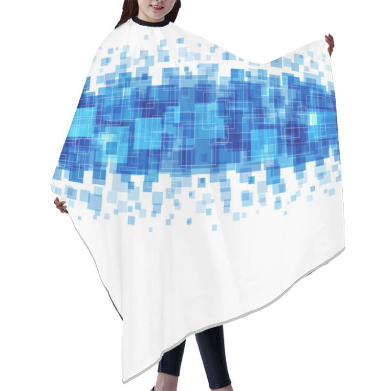 Personality  Abstract Geometric Squares Lines Blue Vector Background.  Hair Cutting Cape